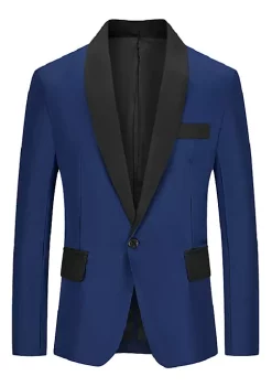 Promo ✨ Lars Amadeus Men's Formal Blazer Slim Fit Contrast Color One Button Sports 🧥 Coat Suit Jacket 😍 -Cheap Lars Amadeus Shop Belk 1822