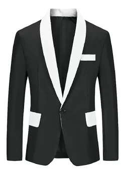 Promo ✨ Lars Amadeus Men's Formal Blazer Slim Fit Contrast Color One Button Sports 🧥 Coat Suit Jacket 😍 -Cheap Lars Amadeus Shop Belk 1823