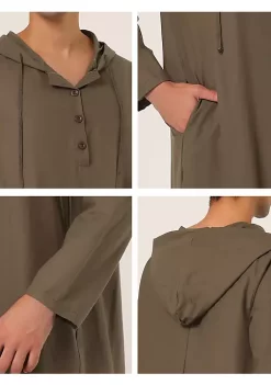 Best deal 🎉 Lars Amadeus Men's Nightshirt Long Sleep 👚 Shirt Hooded Loungewear Nightgown Pajamas 👍 -Cheap Lars Amadeus Shop Belk 1845