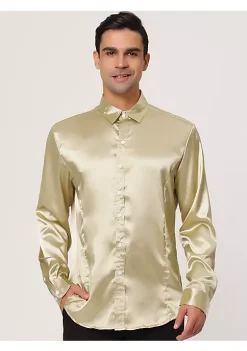 Top 10 🔥 Lars Amadeus Men's 👗 Dress Satin V Neck Long Sleeves Button Down Slim Fit Prom Party 👚 Shirts ❤️ -Cheap Lars Amadeus Shop Belk 1890