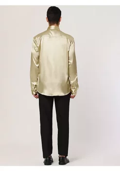 Top 10 🔥 Lars Amadeus Men's 👗 Dress Satin V Neck Long Sleeves Button Down Slim Fit Prom Party 👚 Shirts ❤️ -Cheap Lars Amadeus Shop Belk 1892