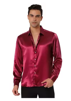 Top 10 🔥 Lars Amadeus Men's 👗 Dress Satin V Neck Long Sleeves Button Down Slim Fit Prom Party 👚 Shirts ❤️ -Cheap Lars Amadeus Shop Belk 1899