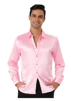 Top 10 🔥 Lars Amadeus Men's 👗 Dress Satin V Neck Long Sleeves Button Down Slim Fit Prom Party 👚 Shirts ❤️ -Cheap Lars Amadeus Shop Belk 1902
