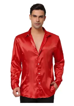 Top 10 🔥 Lars Amadeus Men's 👗 Dress Satin V Neck Long Sleeves Button Down Slim Fit Prom Party 👚 Shirts ❤️ -Cheap Lars Amadeus Shop Belk 1903