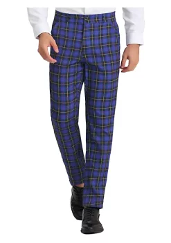 Best reviews of 🌟 Lars Amadeus Men's Plaid 👗 Dress Pants Flat Front Stretch Business Checked Pants 😉 -Cheap Lars Amadeus Shop Belk 1945