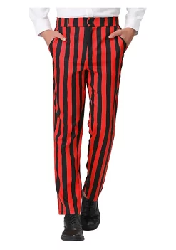 Flash Sale 🛒 Lars Amadeus Men's Striped Pants Casual Skinny Fit Color Block Pencil 👗 Dress Trousers 😀