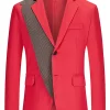 Best Pirce 👍 Lars Amadeus Men's Patchwork Blazer Slim Fit Wedding Prom 👗 Dress Sports 🧥 Coat Suit Jackets 👍