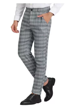 New 🎁 Lars Amadeus Men's Classic Plaid 👗 Dress Pants Flat Front Checked Office Prom Trousers ✔️ -Cheap Lars Amadeus Shop Belk 2012