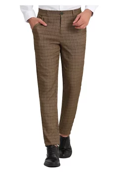 New 🎁 Lars Amadeus Men's Classic Plaid 👗 Dress Pants Flat Front Checked Office Prom Trousers ✔️ -Cheap Lars Amadeus Shop Belk 2015