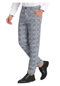 New 🎁 Lars Amadeus Men's Classic Plaid 👗 Dress Pants Flat Front Checked Office Prom Trousers ✔️ -Cheap Lars Amadeus Shop Belk 2016