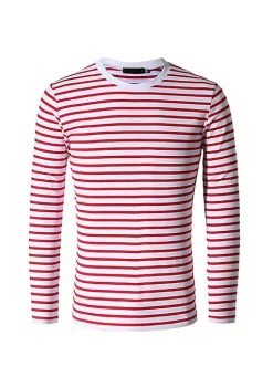 Best Sale ✨ Lars Amadeus Men's Striped T 👕 Shirt Crew Neck Long Sleeve Casual Cotton Pullover Tee Top 👏