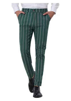 Hot Sale ✔️ Lars Amadeus Men's 👗 Dress Striped Pants Slim Fit Flat Front Business Trousers 🔥