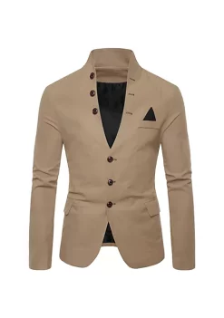 Coupon 🤩 Lars Amadeus Men's Stand Collar Blazer Slim Fit Single Breasted 3 Button Prom Suit Sports 🧥 Coat ⭐