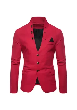Coupon 🤩 Lars Amadeus Men's Stand Collar Blazer Slim Fit Single Breasted 3 Button Prom Suit Sports 🧥 Coat ⭐ -Cheap Lars Amadeus Shop Belk 2059
