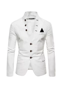 Coupon 🤩 Lars Amadeus Men's Stand Collar Blazer Slim Fit Single Breasted 3 Button Prom Suit Sports 🧥 Coat ⭐ -Cheap Lars Amadeus Shop Belk 2062