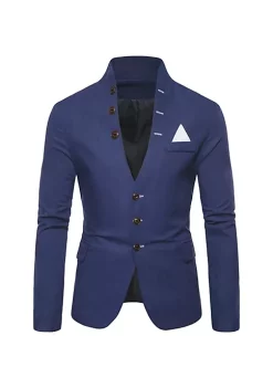 Coupon 🤩 Lars Amadeus Men's Stand Collar Blazer Slim Fit Single Breasted 3 Button Prom Suit Sports 🧥 Coat ⭐ -Cheap Lars Amadeus Shop Belk 2063