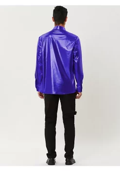 Best Pirce 😀 Lars Amadeus Men's Sequin 👗 Dress 👕 Shirt Button Down 70s Disco Party Sparkly Metallic 👕 Shirt 🎉 -Cheap Lars Amadeus Shop Belk 2097