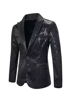 Wholesale ✔️ Lars Amadeus Men's Sequin Blazer Peak Lapel Shiny Wedding Party Tuxedo Sports 🧥 Coat 🥰 -Cheap Lars Amadeus Shop Belk 2143