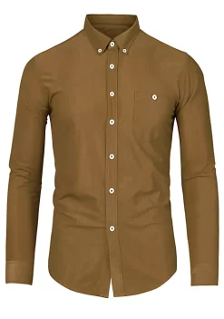 Hot Sale 👍 Lars Amadeus Men's Classic Regular Fit Long Sleeve Solid Color Point Collar Pockets Button Down Corduroy 👚 Shirts 🔥