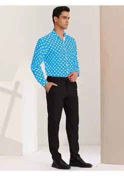 New ⌛ Lars Amadeus Men's Polka Dots Print 👗 Dress 👕 Shirt Button Down Long Sleeves Casual 👕 Shirts 😍 -Cheap Lars Amadeus Shop Belk 2186