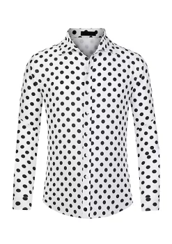 New ⌛ Lars Amadeus Men's Polka Dots Print 👗 Dress 👕 Shirt Button Down Long Sleeves Casual 👕 Shirts 😍 -Cheap Lars Amadeus Shop Belk 2188