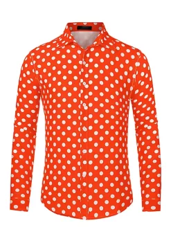 New ⌛ Lars Amadeus Men's Polka Dots Print 👗 Dress 👕 Shirt Button Down Long Sleeves Casual 👕 Shirts 😍 -Cheap Lars Amadeus Shop Belk 2192