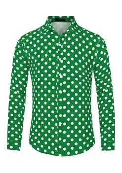 New ⌛ Lars Amadeus Men's Polka Dots Print 👗 Dress 👕 Shirt Button Down Long Sleeves Casual 👕 Shirts 😍 -Cheap Lars Amadeus Shop Belk 2193