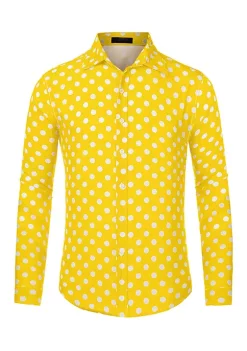 New ⌛ Lars Amadeus Men's Polka Dots Print 👗 Dress 👕 Shirt Button Down Long Sleeves Casual 👕 Shirts 😍 -Cheap Lars Amadeus Shop Belk 2194