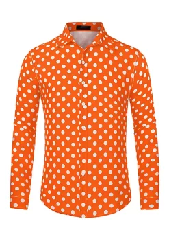 New ⌛ Lars Amadeus Men's Polka Dots Print 👗 Dress 👕 Shirt Button Down Long Sleeves Casual 👕 Shirts 😍 -Cheap Lars Amadeus Shop Belk 2195