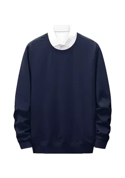 Discount 😍 Lars Amadeus Men's Sweatshirt Crewneck Classic Regular Fit Long Sleeves Solid Basic Pullover 🛒 -Cheap Lars Amadeus Shop Belk 2205