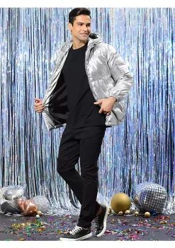 Cheap 💯 Lars Amadeus Men's Hoodie Metallic Puffer Jacket Full Zip Heavyweight Shiny Quilting Jacket 🔔 -Cheap Lars Amadeus Shop Belk 223
