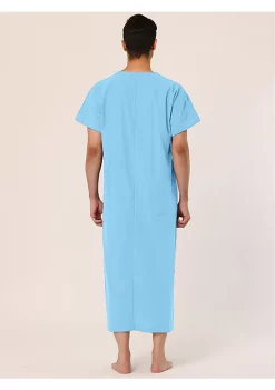 Hot Sale ✔️ Lars Amadeus Men's Nightshirt Short Sleeves Cotton Sleep 👚 Shirt V-Neck Side Split Long Gown 👍 -Cheap Lars Amadeus Shop Belk 2233