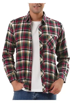 Cheap 👍 Lars Amadeus Men's Plaid 👚 Shirts Long Sleeves Button Down Western Casual Checked 👚 Shirt ✨
