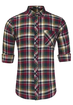 Cheap 👍 Lars Amadeus Men's Plaid 👚 Shirts Long Sleeves Button Down Western Casual Checked 👚 Shirt ✨ -Cheap Lars Amadeus Shop Belk 2237