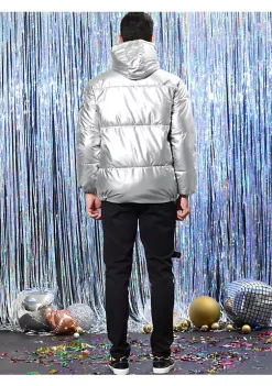 Cheap 💯 Lars Amadeus Men's Hoodie Metallic Puffer Jacket Full Zip Heavyweight Shiny Quilting Jacket 🔔 -Cheap Lars Amadeus Shop Belk 224