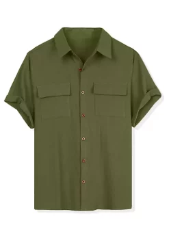 Brand new 💯 Lars Amadeus Men's 🌞 Summer Short Sleeves Button Down Solid 👕 Shirt with Pockets 🎉 -Cheap Lars Amadeus Shop Belk 2254