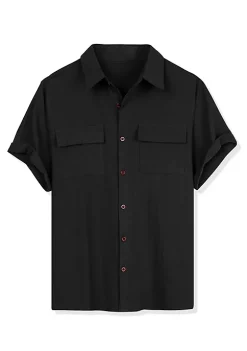 Brand new 💯 Lars Amadeus Men's 🌞 Summer Short Sleeves Button Down Solid 👕 Shirt with Pockets 🎉 -Cheap Lars Amadeus Shop Belk 2255