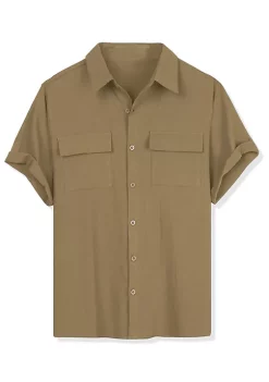Brand new 💯 Lars Amadeus Men's 🌞 Summer Short Sleeves Button Down Solid 👕 Shirt with Pockets 🎉 -Cheap Lars Amadeus Shop Belk 2256