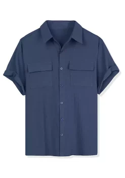 Brand new 💯 Lars Amadeus Men's 🌞 Summer Short Sleeves Button Down Solid 👕 Shirt with Pockets 🎉 -Cheap Lars Amadeus Shop Belk 2257