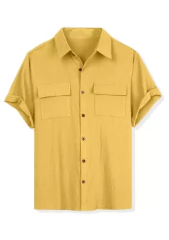 Brand new 💯 Lars Amadeus Men's 🌞 Summer Short Sleeves Button Down Solid 👕 Shirt with Pockets 🎉 -Cheap Lars Amadeus Shop Belk 2258