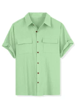 Brand new 💯 Lars Amadeus Men's 🌞 Summer Short Sleeves Button Down Solid 👕 Shirt with Pockets 🎉 -Cheap Lars Amadeus Shop Belk 2259