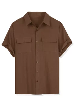 Brand new 💯 Lars Amadeus Men's 🌞 Summer Short Sleeves Button Down Solid 👕 Shirt with Pockets 🎉 -Cheap Lars Amadeus Shop Belk 2261