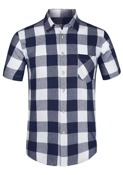 Best reviews of 🔥 Lars Amadeus Men's Classic Plaid 👗 Dress 👕 Shirt Short Sleeve Regular Fit Casual Button Down Checked 👕 Shirts 🎉 -Cheap Lars Amadeus Shop Belk 2288