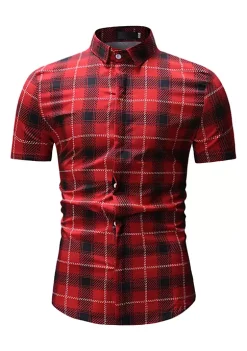 Best reviews of 🔥 Lars Amadeus Men's Classic Plaid 👗 Dress 👕 Shirt Short Sleeve Regular Fit Casual Button Down Checked 👕 Shirts 🎉 -Cheap Lars Amadeus Shop Belk 2291