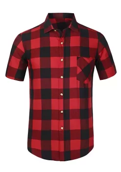 Best reviews of 🔥 Lars Amadeus Men's Classic Plaid 👗 Dress 👕 Shirt Short Sleeve Regular Fit Casual Button Down Checked 👕 Shirts 🎉 -Cheap Lars Amadeus Shop Belk 2294