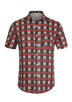 Best reviews of 🔥 Lars Amadeus Men's Classic Plaid 👗 Dress 👕 Shirt Short Sleeve Regular Fit Casual Button Down Checked 👕 Shirts 🎉 -Cheap Lars Amadeus Shop Belk 2298