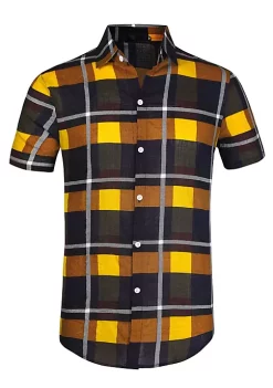 Best reviews of 🔥 Lars Amadeus Men's Classic Plaid 👗 Dress 👕 Shirt Short Sleeve Regular Fit Casual Button Down Checked 👕 Shirts 🎉 -Cheap Lars Amadeus Shop Belk 2299