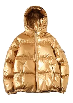 Cheap 💯 Lars Amadeus Men's Hoodie Metallic Puffer Jacket Full Zip Heavyweight Shiny Quilting Jacket 🔔 -Cheap Lars Amadeus Shop Belk 230