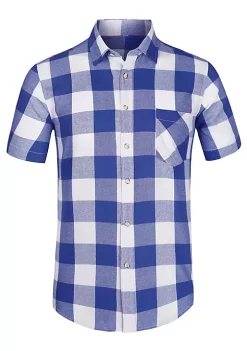 Best reviews of 🔥 Lars Amadeus Men's Classic Plaid 👗 Dress 👕 Shirt Short Sleeve Regular Fit Casual Button Down Checked 👕 Shirts 🎉 -Cheap Lars Amadeus Shop Belk 2301