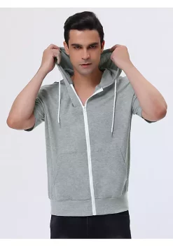 Best deal 😉 Lars Amadeus Men's Hoodies Solid Color Zip Up Short Sleeve Jackets 🔥 -Cheap Lars Amadeus Shop Belk 2304